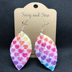 Valentine’s Day Heart Glitter Teardrop Earrings